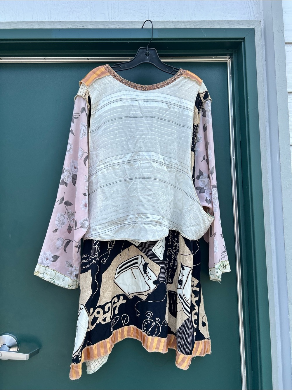 Mixed-Panel Boho Blouse - Yellow Stripe Mix - Picture 9 of 13